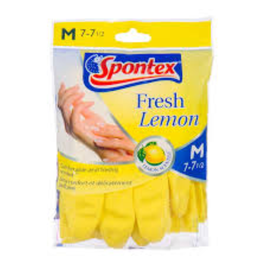 SPONTEX GLOVES FRESH LEMON MEDIUM